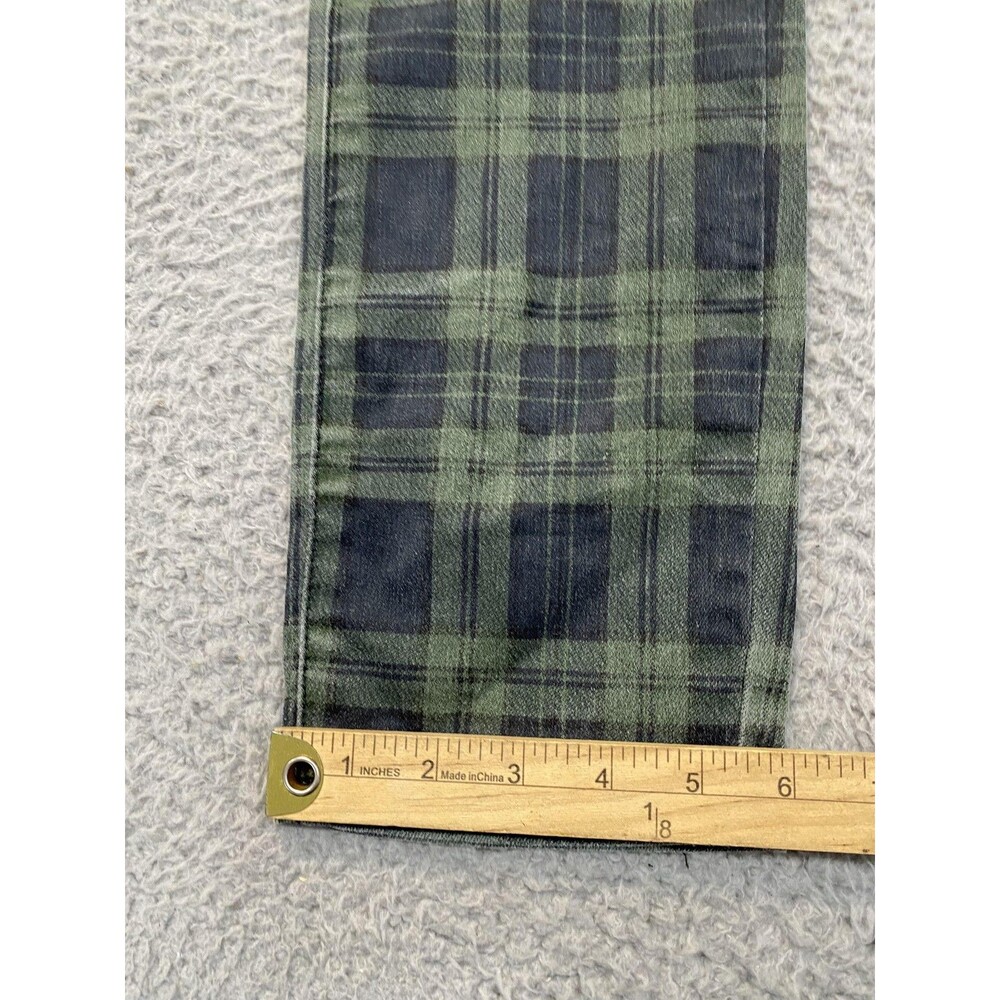 Free People Overalls Womens W 27 Green Plaid Denim Zip Pocket Utility Cropped - Picture 7 of 13